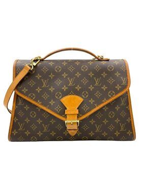 Louis Vuitton Beverly Monogram 2-Way Leather Brown Handbag Gold